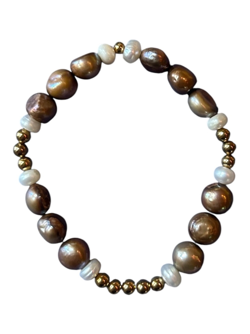 Artisan Chocolate Bronze Baroque Pearl Stack Companion Bracelet OS
